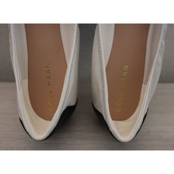 Cole Haan W26820 Women's Sz 9B Ivory/Black Leather Tova Bow Ballet Flats - Picture 10 of 11